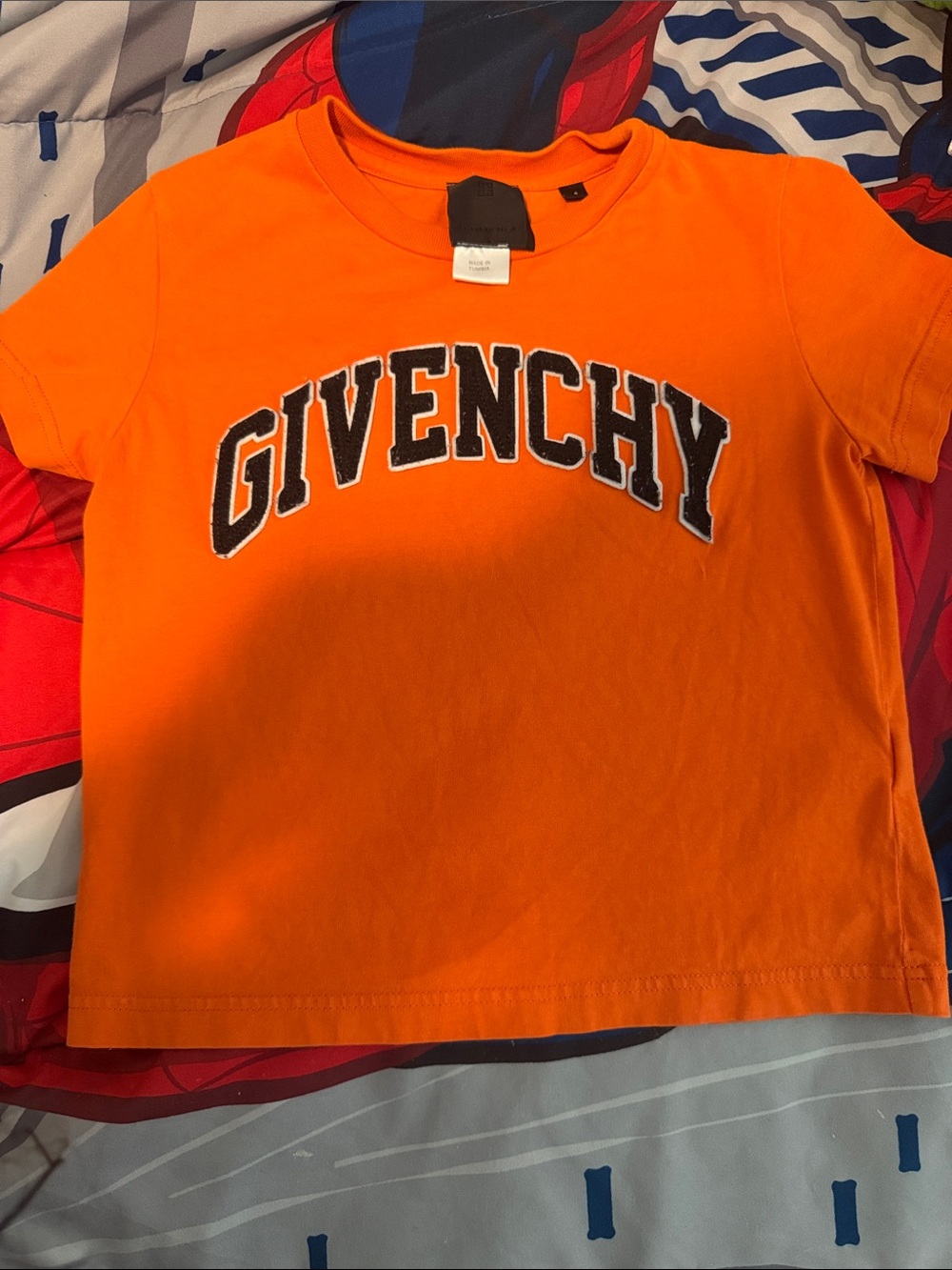 Givenchy Orange Tee with Black Logo